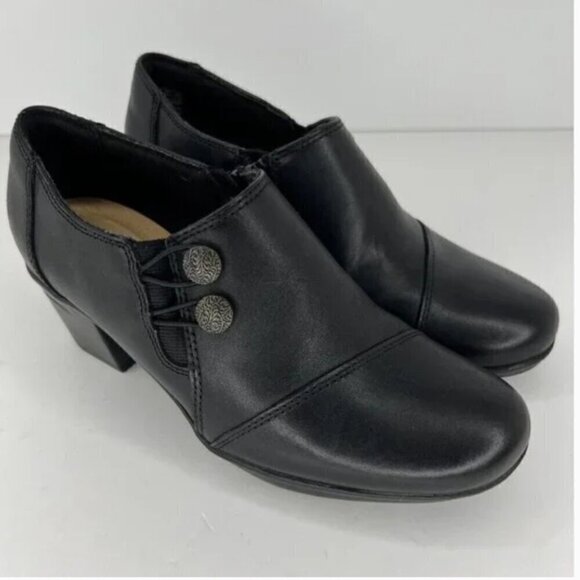Clarks Emslie Warren Black Booties Side Zip Size 7 EU 37.5 - Picture 4 of 9